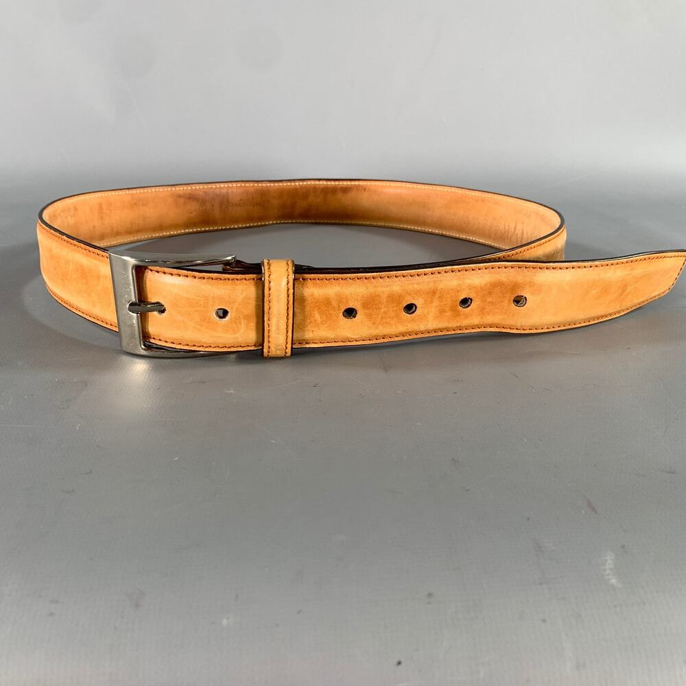 SUTOR MANTELLASSI Size 38 Brown Light Distressed Leather Belt
